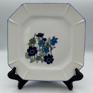 Flower Garden R6782 Japan Salad Plate 7.5 in. White w/ Blue Trim Floral